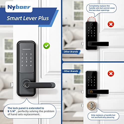 Keyless Fingerprint Smart Door Lock and Handle - Keypad Entry, Electronic Passcode for Front Door