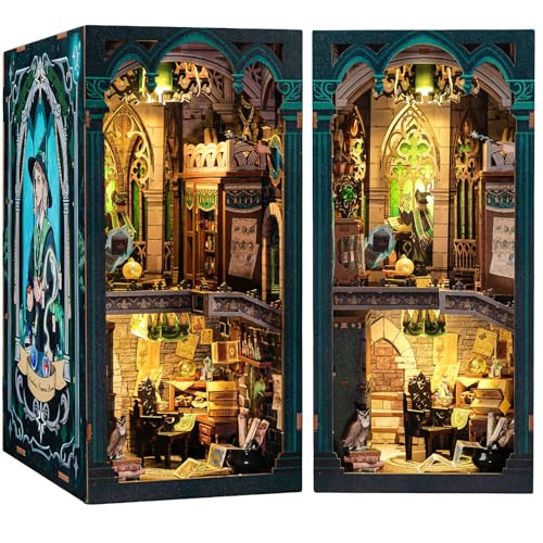 CUTEBEE Book Nook Kit - DIY Dollhouse Miniature House Kit Booknook for Adults and Teens, Tiny Magic House Bookshelf Insert Room Decor Model Build Gifts for Friends and Family (Darkness Common Room)