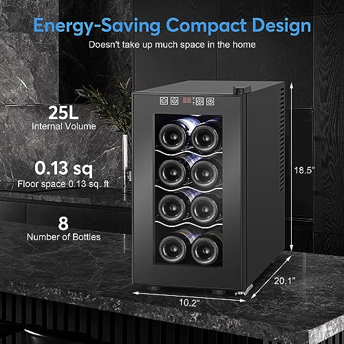 FoMupWine and Beverage RefrigeratorWith Glass Door,24-Inch Dual Zone Fridge Under Counter - 18 Bottle and 65 CanLarge CapacityLed BlueLight Smart Fast Cooling Cooler,Black Stainless Steel (FM24D)