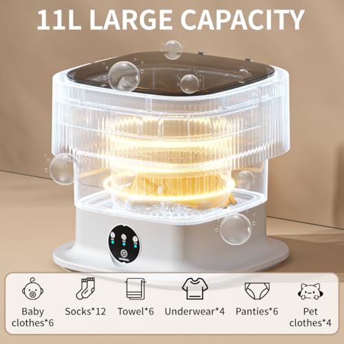 Portable Washing Machine Mini Washer 60W Small Washing Machine Dryer Folding Lavadora Portatil Foldable Compact Manual Laundry Clothes Apartment Travel Underwear Camping