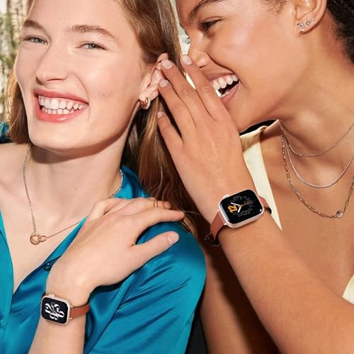 WJK Compatible with Apple Watch Bands for Women 40mm 41mm 44mm 45mm 38mm SE 49mm 42mm, Slim Leather Band for iWatch Bands for Women Compatible with Apple Watch Ultra 2 Band Series 9 8 7 6 5 4 3 2 1