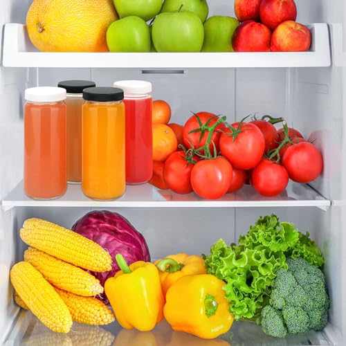 Sursip 24oz Glass Water Bottle Set of 6, Leak Proof Clear glass juice bottle for juicing, Reusable Drinking Bottles with Stainless Steel Lid, Beverage Storage Containers for Refrigerator-BPA Free