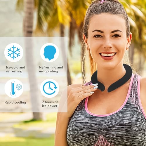 2 Pack Neck Cooling Tube, Reusable Ice Neck Ring Cooler Wraps,Wearable Body Cooling Products for Outdoor Indoor, Neck Coolers for Hot Weather (Black*2)