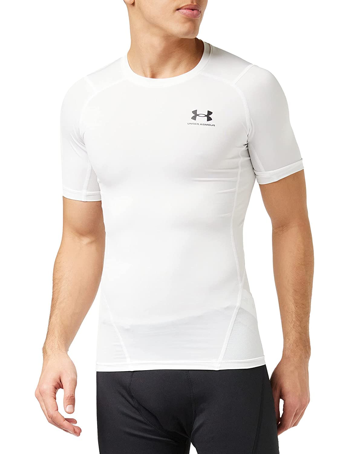 Under Armour Men's Armour HeatGear Compression Short-Sleeve T-Shirt , White (100)/Black, XX-Large