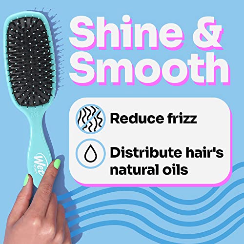 Wet Brush Shine Enhancer Aqua - Natural Boar With Ultra-Soft IntelliFlex Leaves Shiny And Smooth For All Types - For Women, Men, Wet & Dry