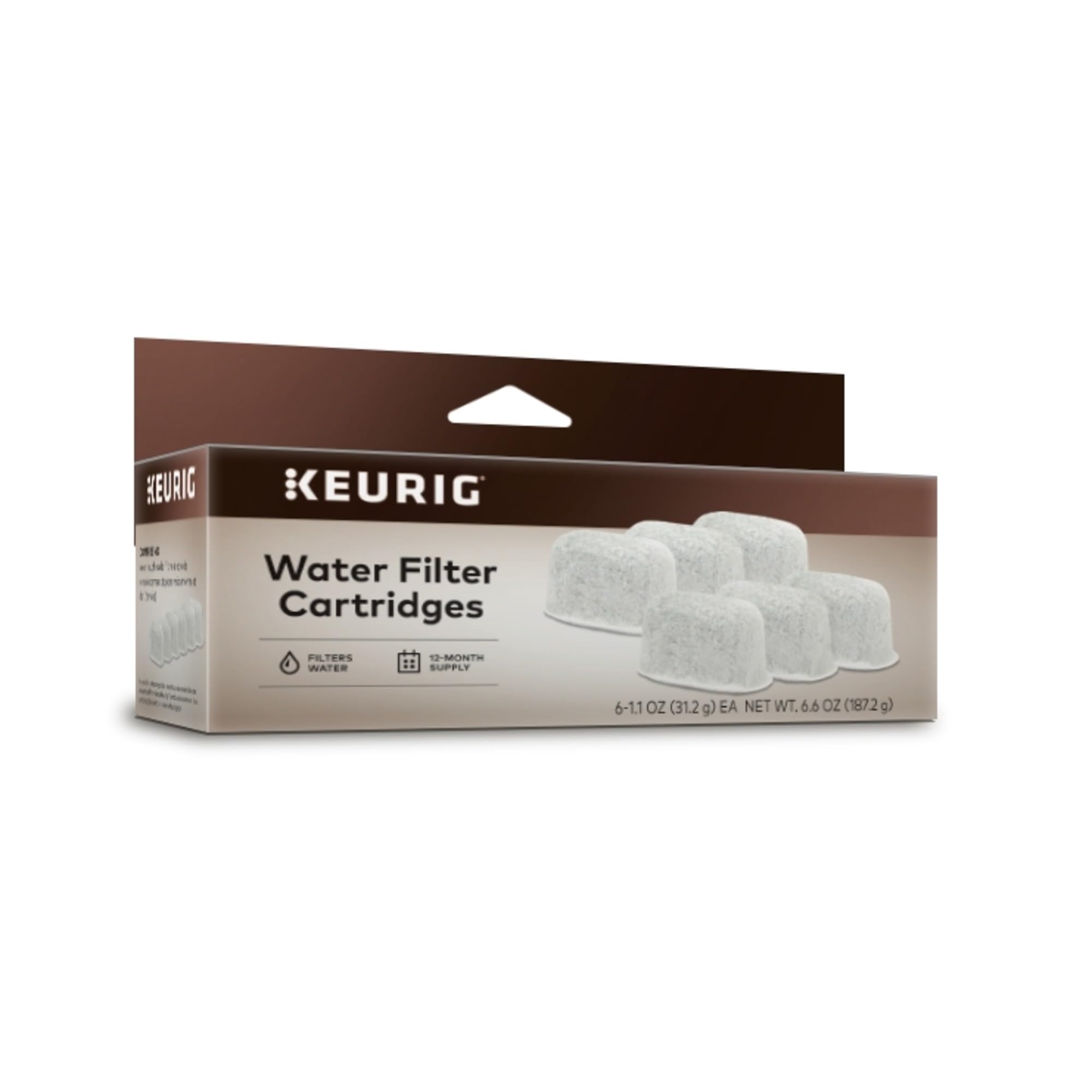 Keurig Water Filter Refill Cartridges, Replacement Water Filter Cartridges, Compatible with 2.0 K-Cup Pod Coffee Makers, 6 Count
