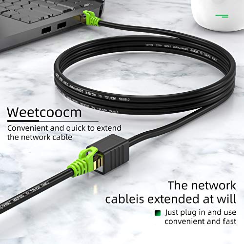 Weetcoocm Ethernet Extension Cable 1.5ft, Network Cat6a Extension Patch Cable RJ45 Cords Shielded Male to Female Connector (1.5FT)