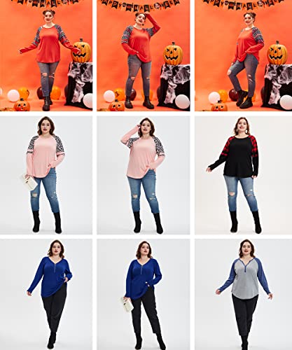TIYOMI Plus Size Shirts for Women Long Sleeve Fashion Blouse Round O Neck Raglan Stripe Colorblock Folk Custom Ethnic Stripes Totem Fall Autumn Winter T Shirt Maroon Brick Red 4XL
