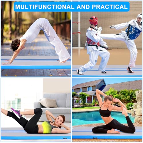 ROMELANDS Inflatable Air Mat Gymnastics Tumbling Mats Tumble Track Mats 4 inches Thick Training Mat with Electric Air Pump for Home/Gym/Outdoor (Blue(10ft x 3.3ft x 4"))