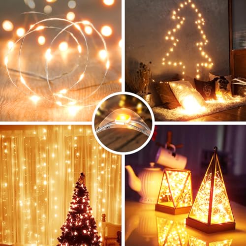 Olafus 16 Pack Fairy Lights Battery Operated, IP68 Waterproof Mini String Light, 7ft Small LED Bottle Light for Wedding Vase Centerpieces Table Decorations Christmas Indoor Party Jars Gift Cool White