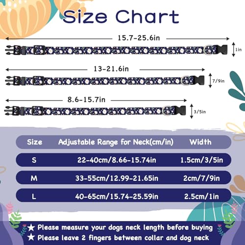 Athbavid Floral Dog Collar, Flower Print Dog Collars with Cute Charm, Adjustable Dog Collars for Small Medium Large Dogs,Pet Girl Boy,Running Walking Playing Exercise,Wedding Holiday