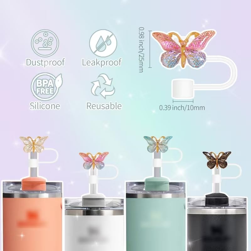 4-Pack Straw Toppers and 6-Pack Leak-Proof Stoppers