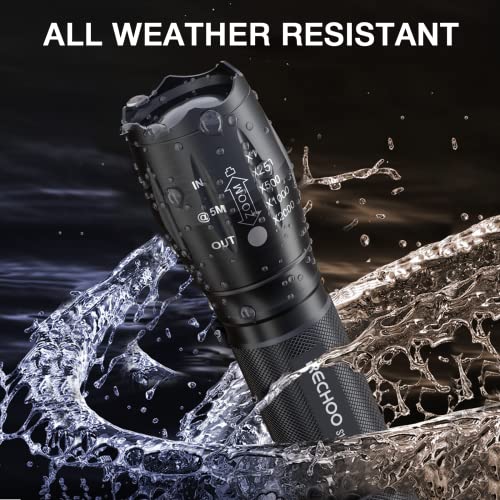 RECHOO Tactical Flashlights 2 Pack, Bright Zoomable LED Flashlights High Lumens with 5 Modes, Portable Small Flash Light for Camping Essential, Camping Flashlight
