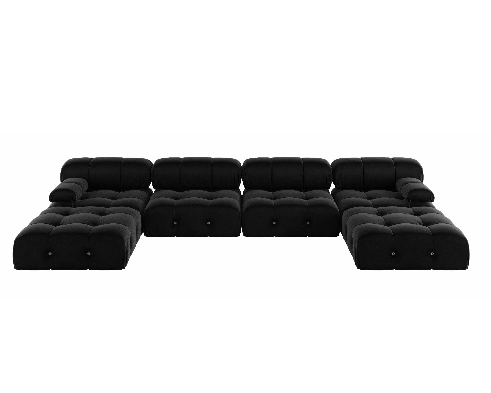 JACH 138" Black Sectional Couches, U-Shaped Minimalist Velvet Sofas, Convertible Modular Sofa, Luxury Modern 6-Seats Couch Sectional with Chaise Ottomans for Living Room Bedroom Office Apartment