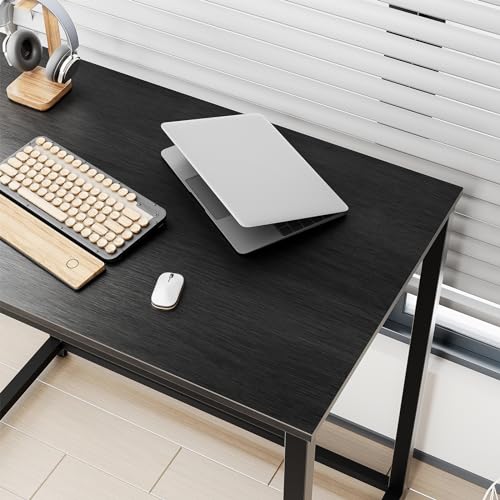 SINPAID Computer Desk 40 inches with 2-Tier Shelves Sturdy Home Office Desk with Large Storage Space Modern Gaming Desk Study Writing Laptop Table, Black Desk