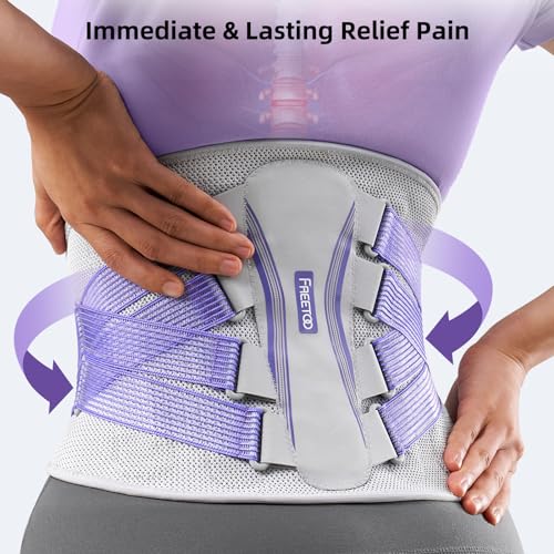 FREETOO Back Brace for Lower Back Pain Women with Bionic Support System, Adjustable Knitted Lumbar Support Belt, Breathable Mesh Design with Lumbar Pad,for Herniated Disc,Sciatica,Scoliosis - Size Small