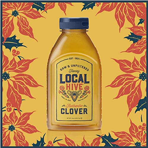 Local Hive Authentic Clover Raw Unfiltered Honey – 16 oz, 100% Pure US Honey, Sourced from American Bees and Beekeepers - Natural Sweetener, Ideal for Tea, Baking, and Cooking