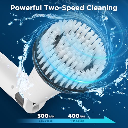 Electric Spin Scrubber, 2024 New Bathroom Cleaner, Power Shower Cleaning Brush with Extendable Handle & 4 Brush Heads, Shower Scrubber for Bathtub Tile Grout Kitchen Window and Floor