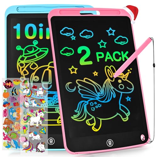 Toddler Kids Toys Gifts - 2 Pack LCD Writing Tablet 10 Inch Doodle Board, Drawing Tablet Drawing Pad, Kids Games Christmas Birthday Gifts Toys for 3 4 5 6 7 Years Old Girls Boys