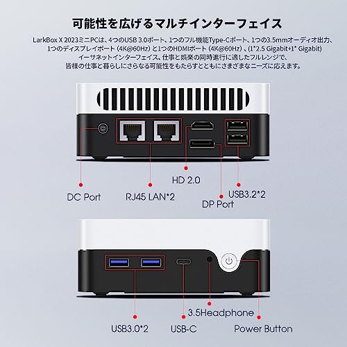 CHUWI 2024 LarkBox X Mini PC, Intel N100(3.4GHz), 12GB LPDDR5 RAM 512G M.2 SSD, Windows 11 Mini Desktop Computer, 4K@60Hz/Triple Display/USB3.2/WiFi 6/BT5.2/VESA/HDMI/Gigabit Ethernet for Home/Office