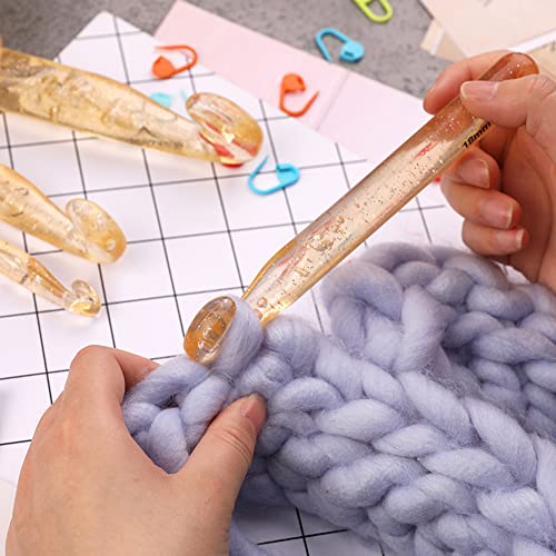 Plastic Crochet Hooks 3 pcs Large Sizes Long Crochet Needles Set QLRFFLJOY 12mm 15mm 18mm Crochet Hook DIY Yarn Weaving Tool for Knitting Blanket, Shawl and Carpet