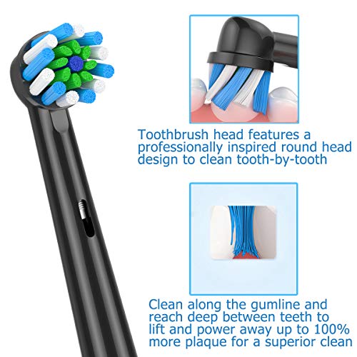 Schallcare Replacement Brush Heads Fit for Braun Oral b, Compatible with Oral-B Pro 1000/2000/3000/5000/6000 Smart and Genius Electric Toothbrush, 12 Pcs, Black