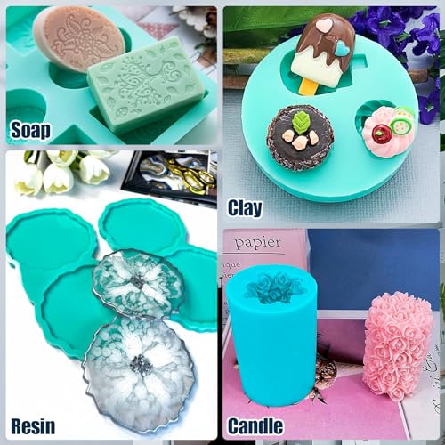 WEYSTOM Silicone Mold Making Kit, 20A Liquid Silicone Rubber 91.72OZ/2.6KG, Fast Curing Mold Making Silicone, Green Mold Making Silicone - Mix Ratio =1A:1B, for Casting Resin, Soap, Candles, Clay