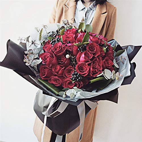 BBJ WRAPS Translucent Flower Wrapping Paper for Florist Waterproof Durable Bouquet Wrapping Paper for Floral Arrangements on Valentine's Day, Mother's Day, 22.8x22.8 Inch - 40 Sheets (Pink)