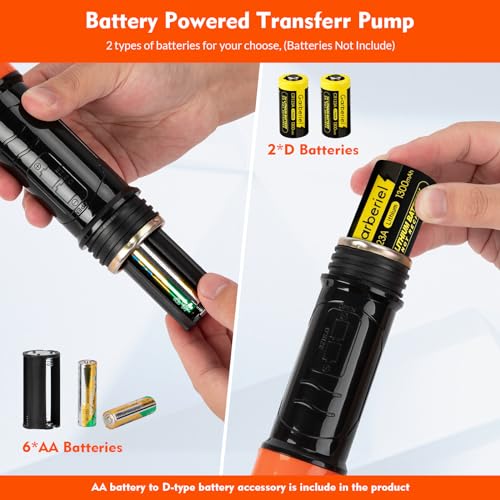 Portable Transfer Pump Battery Operated Electric Siphon Pump for Gas, Fuel, Diesel, Water Transfer 2.6 GPM Flow Oil Extractor -Easy to Use Hand Fuel Pump, Multi-Use Siphon Fuel Transfer Pump (Orange)