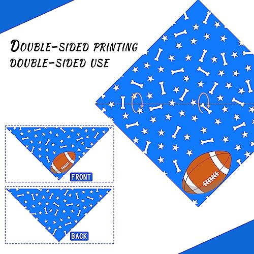 Liboom Football and Baseball Dog Bandanas 2 Pack,Blue Pet Scarf for Boy and Girl,Thanksgiving Holiday Bandana for Small or Large or Extra Large Dogs (X-Large),Premium Durable Fabric