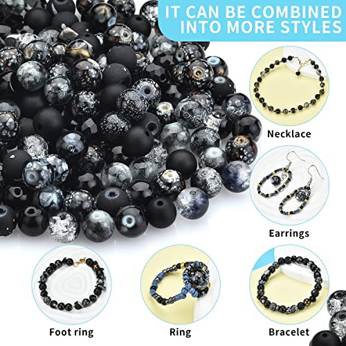 Glass Beads for Jewelry Making, 900pcs Red Beads Jewelry Making kit, 8mm Round Assorted Beads with Bicone Beads and Seed Beads for Bracelet Making