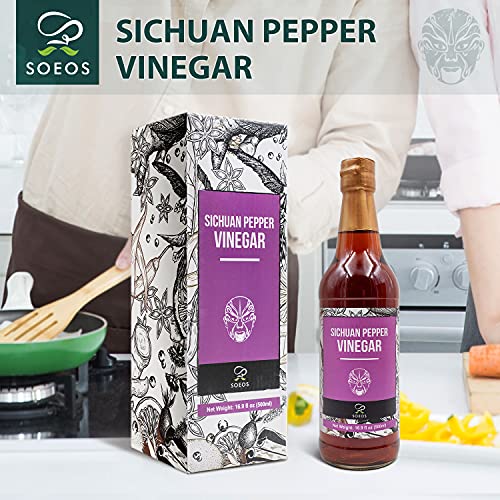 Soeos Chinkiang Vinegar 16.9 fl oz (500ml), 3 Years Aged, Naturally Fermented, Mature Aged Black Vinegar, Chinese Black Vinegar, Zhenjiang Vinegar, Black Rice Vinegar, Black Vinegar Chinese.