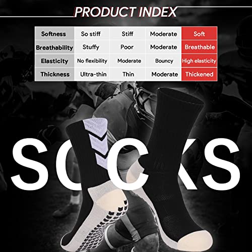 KRICJYH Youth Soccer Socks for Men Athletic Socks 1 Pack Black Socks Non Slip Cushion Crew Training Soccer for Basketball Baseball