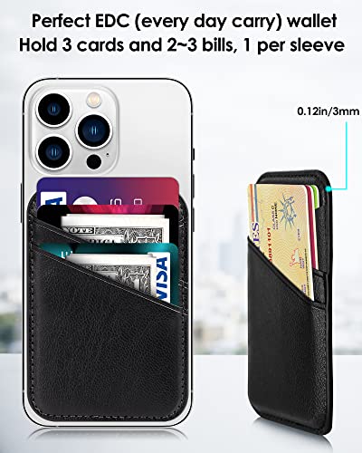 Miroddi for MagSafe Wallet, Strongest Magnetic Wallet Card Holder for iPhone 16/15/14/13/12 Series, 0.12” Invisible Ultra-Thin Magnetic Phone Wallet, 3 Card Slots, Fits 3 Cards, Vegan Leather, Gray