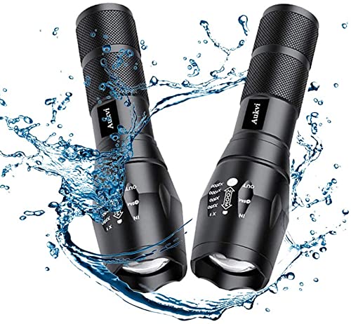 AuKvi TC1200 Tactical Flashlight 3000 Lumens Zoomable 5 Modes for Hurricane Camping Hiking etc (4-Pack)