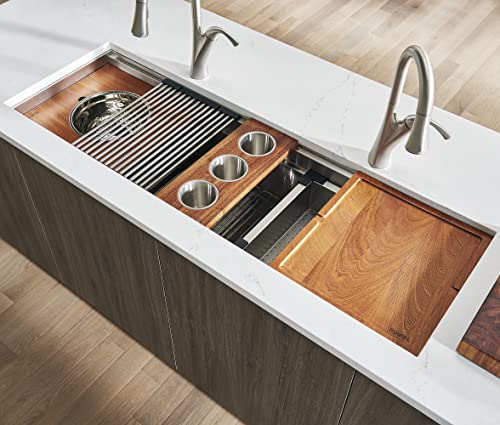 Ruvati Condiment Tray 3 Bowl Serving Board for Workstation Sinks (Complete Set) - RVA1377