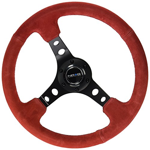 NRG Innovations NRG-RST-006S-RR NRG-RST-006S-RR Reinforced Steering Wheel - 350MM Sport Steering Wheel (3" Deep) Red Suede