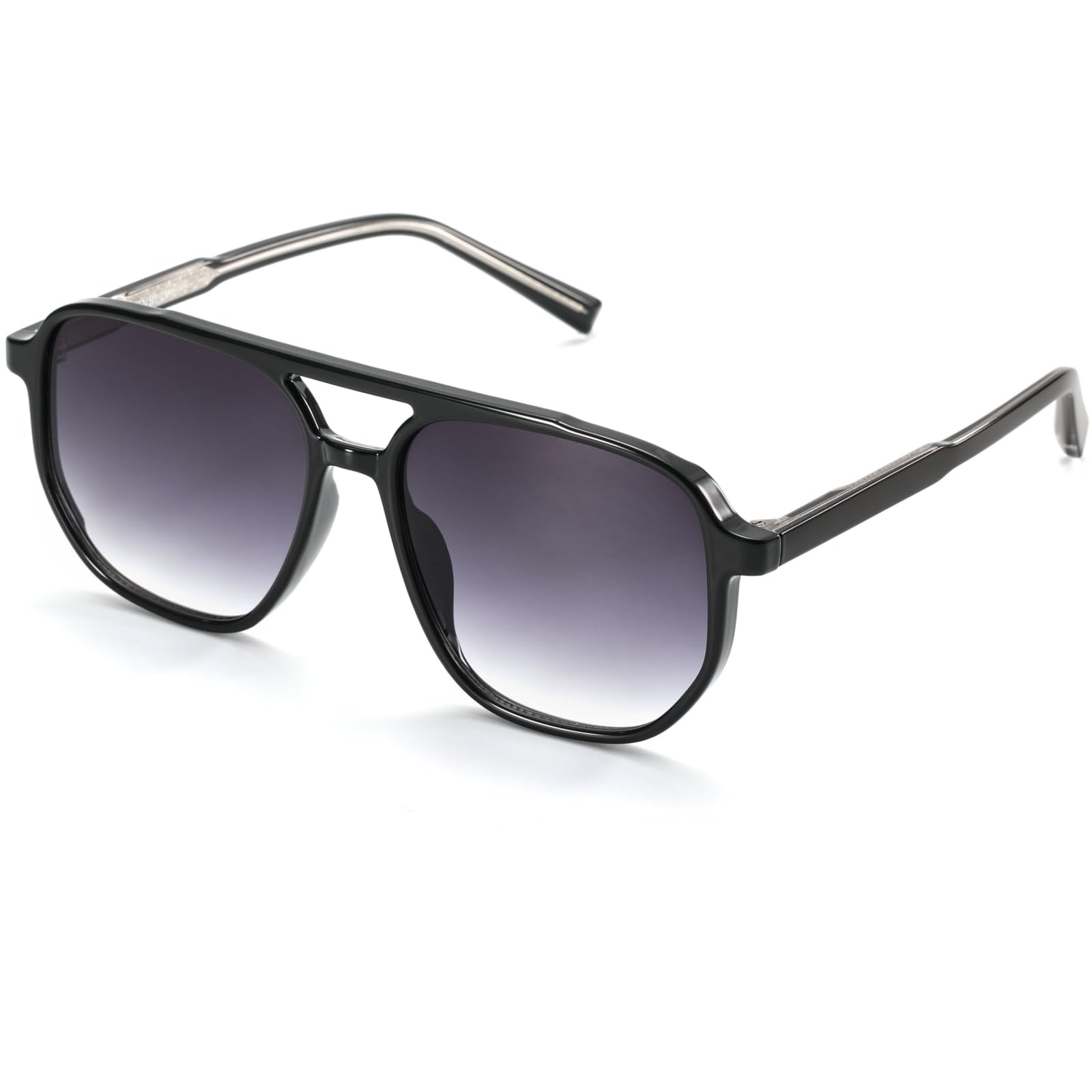 hnbliv Retro Aviator Sunglasses for Women & Men Lightweight Square Shade UV400 Protection Unisex Black Frame