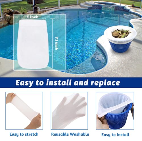 WXFANA Pool Skimmer Socks, 40 Pack Pool Skimmer Fliter Socks Swimming Pool Skimmer Basket Sock Pool Filter Socks Pool Cleaning Filter Socks Cleans Debris and Leaves for In-Ground or Above Ground Pools