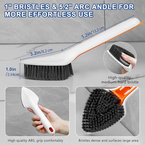 MGVK Scrub Brush, Cleaning Brush Set, Multifunctional 3 in 1 Scrub Brush with Handle, Household Cleaning Brush for Cleaning Bathroom, Shower, Tile, Kitchen, Floor, Bathtub, Carpet