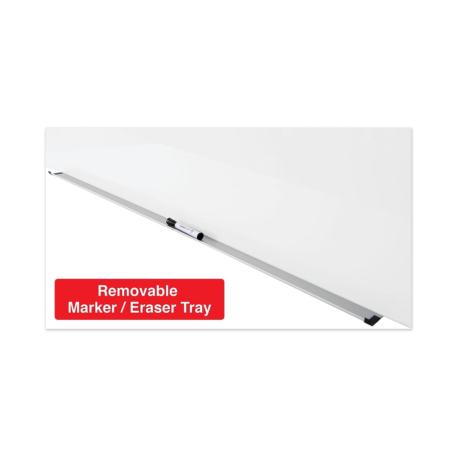Universal UNV43204 Frameless 72 in. x 48 in. Magnetic Glass Marker Board - White