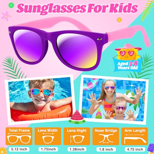 GIFTINBOX Kids Sunglasses Bulk,Kids Sunglasses Party Favor,16pack Neon Sunglasses For Kids Boys Girls Age 3-8,Party Favors For Kids 3-5 with UV400 Protection Pool Beach Birthday Party Favors
