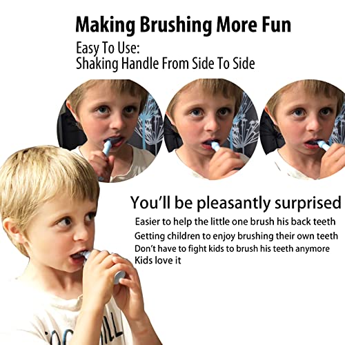 TUSIWIT Kids Toothbrushes U Shaped with 3 PCS Soft Food Grade Silicone Heads for Toddler,Childrens, Full Mouth Tooth Brush for Age 2-6 Years Blue