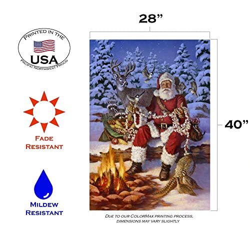 Toland Home Garden 109420 Fireside Santa Christmas Garden Flag 28x40 Inch Double Sided for Outdoor Winter House Yard Decoration