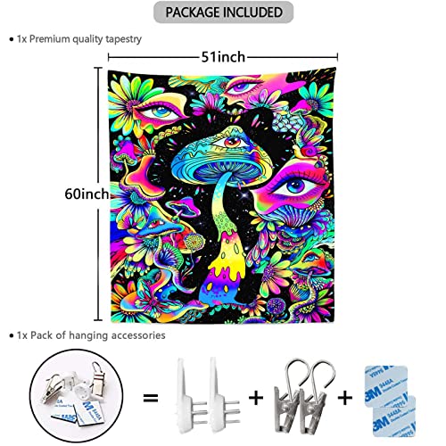 Atrippy Blacklight Tapestry Wall Hanging Cool Cheetah Black Tapestry Colorful Leopard Black Posters Room Decor for Men Bedroom Aesthetics Living Room Dorm (51''x 60'')