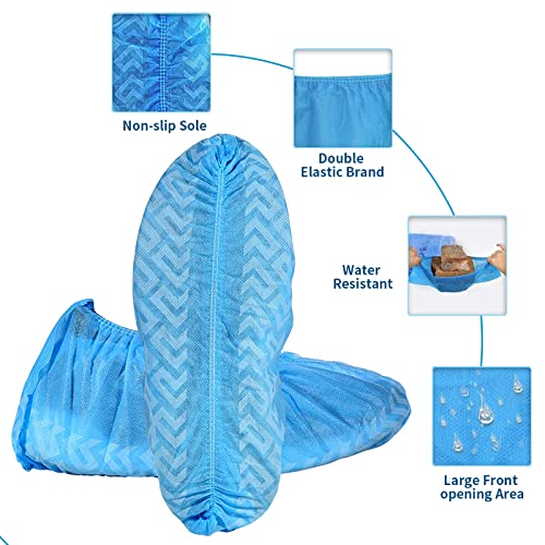 Tomus-UNI X-Large Disposable Boot & Shoe Covers 200 Pack (100 Pairs),| Fit Shoe Sizes to Men's 13, Non-Slip, Durable, Indoor | Protect Your Home, Floors and Shoes