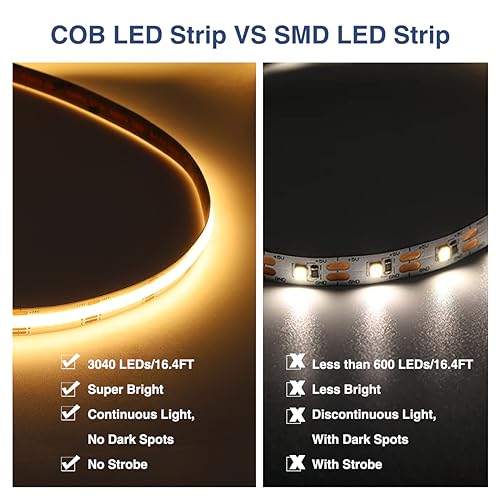 Ustarus White LED Strip Lights Dimmable 26ft 24V 3000K-6500K LED Tape Rope Light with Remote Flexible 2835 LED Ribbon for Kitchen Under Cabinet Bedroom Mirror Indoor Home Daylight Warm White
