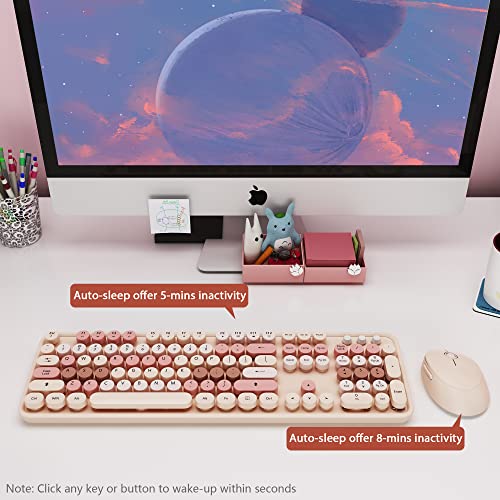 Colorful Wireless Keyboard and Mouse Combo - 104 Key Wireless Keyboard with Number Pad for Windows PC, Notebook, Laptop (Chocolate)