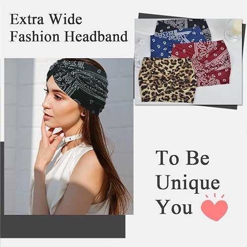 Sefiinh Boho Extra Wide Headbands For Women 7'' Large Headband Twist Head Bands Women's Hair Band Stretchy Turban Styling Accessories 8 Pack