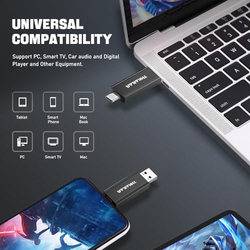 THKAILAR USB C 3.2 Gen 2 Flash Drive 128GB-High Speed Up to 350MB/s Read 2 in 1 USB Drive Data Storage, USB C Thumb Drive Compatible with Android Phone/PC/Mac/Laptop